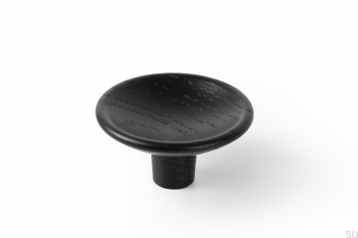 Furniture Knob Disc 50 Wooden Black Lacquered
