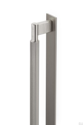 Lengthwise furniture handle with Arpa Plate 1178, Aluminum, Silver, Brushed