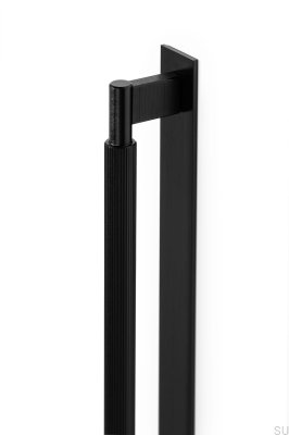 Lengthwise furniture handle with Arpa Plate 1178, Aluminum, Black, Brushed