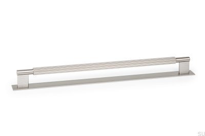 Lengthwise furniture handle with Arpa Plate 320 washer, Aluminum, Silver, Brushed