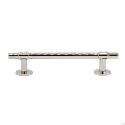 Elongated furniture handle Uniform 128 Brass Nickel-plated