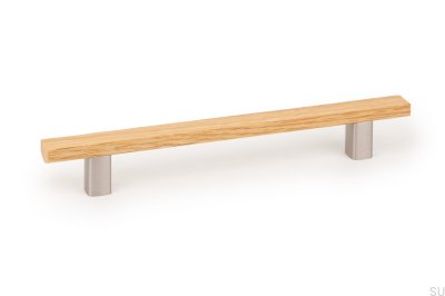 Elongated furniture handle Ara W 160 Oak with Aluminum
