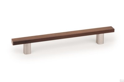 Elongated furniture handle Ara W 160 Walnut with Aluminum