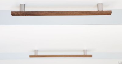 Elongated furniture handle Ara W 160 Walnut with Aluminum