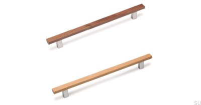 Elongated furniture handle Ara W 224 Oak with Aluminum