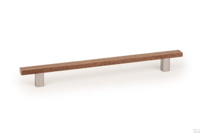 Elongated furniture handle Ara W 224 Walnut with Aluminum