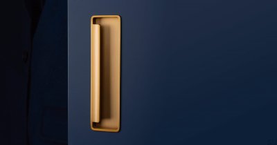 Fold recessed furniture handle, brushed gold, cava