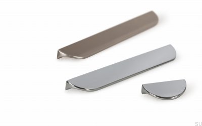 Elongated furniture handle Nick 160 Polished chrome
