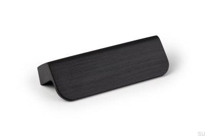 Elongated furniture handle Flapp 32 Aluminum Black Brushed