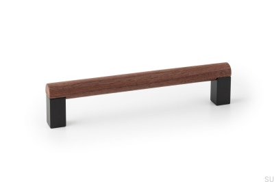 Eto 160 Elongated Furniture Handle Wooden Walnut with Gray Aluminum