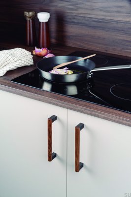 Eto 160 Elongated Furniture Handle Wooden Walnut with Gray Aluminum