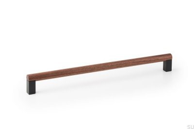 Eto 320 Elongated Furniture Handle Wooden Walnut with Gray Aluminum