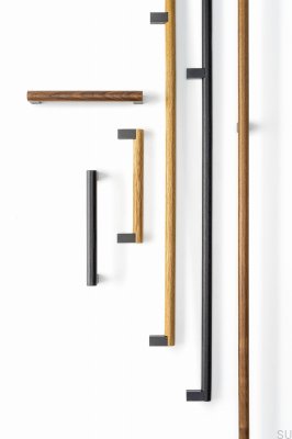 Eto 992 Elongated Furniture Handle Wooden Walnut with Gray Aluminum