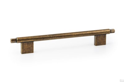 Elongated furniture handle Prisma 192 Rustic Gold