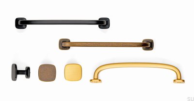 Elongated furniture handle Quart Mini 128 Metal Black Matt