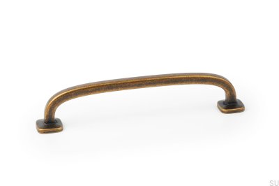 Elongated furniture handle Quart Mini 128 Rustic Gold