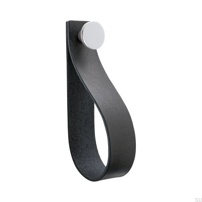 Wall hanger Loop Strap black leather with chrome