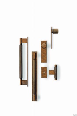 Furniture knob with T-Bar washer Arpa Plate Aluminum Rustic Gold