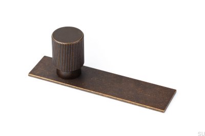 Furniture knob with Arpa Plate Aluminum Rustic Gold washer