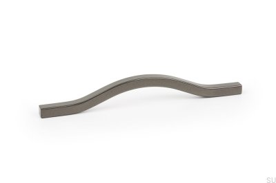 Elongated furniture handle Brave 128 Aluminum Metallic Gray