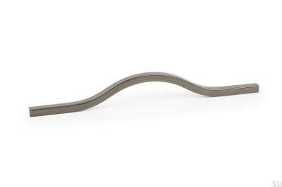 Elongated furniture handle Brave 192 Aluminum Metallic Gray