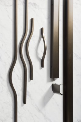 Elongated furniture handle Brave 192 Aluminum Metallic Brown