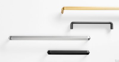 Elongated furniture handle Lines 320 Brushed Nickel