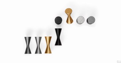 Diabolo Brushed Aluminum Gold Brushed Furniture Knob