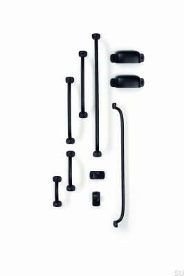 Elongated furniture handle Firm 64 Metal Black