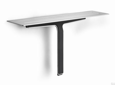 Bathroom shelf with squeegee for glass and shower cabins 7010 Brushed Steel