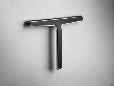 Water squeegee for windows and shower cabins 7031 Black with Polished Steel