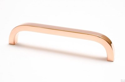 Long furniture handle Slim 128 Polished Copper Unpainted