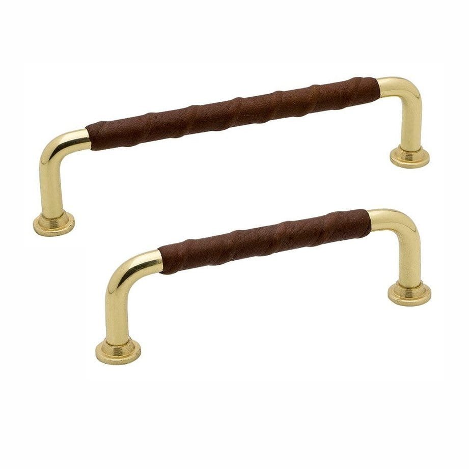 Porównanie serii produktów 1353 mosiężnych uchwytów podłużnych ze skórzaną wstawką od Beslag Design