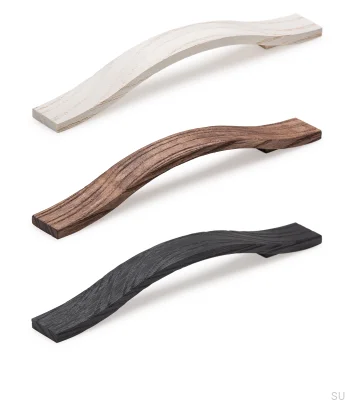 Oblong furniture handle Calin 160, Wooden, Black, Brushed