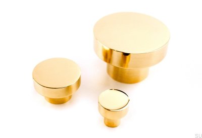 Furniture knob Dot 18 Polished Brass Unpainted
