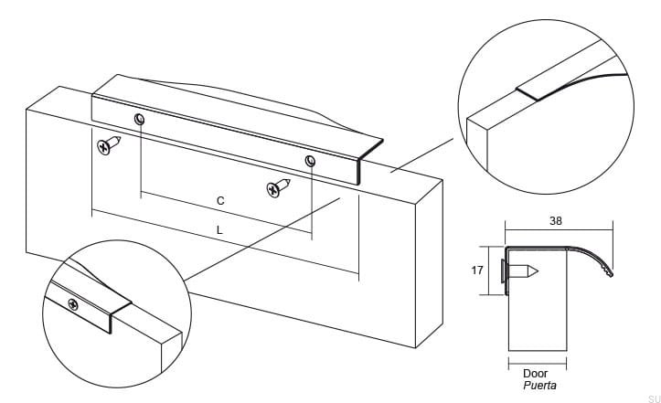 0255128L24--Uchwyt-meblowy-krawędziowy-Noma-0255-128-Aluminiowy-Srebrny-Szczotkowany-Viefe-Skandynawskie-Uchwyty-rysunek-techniczny