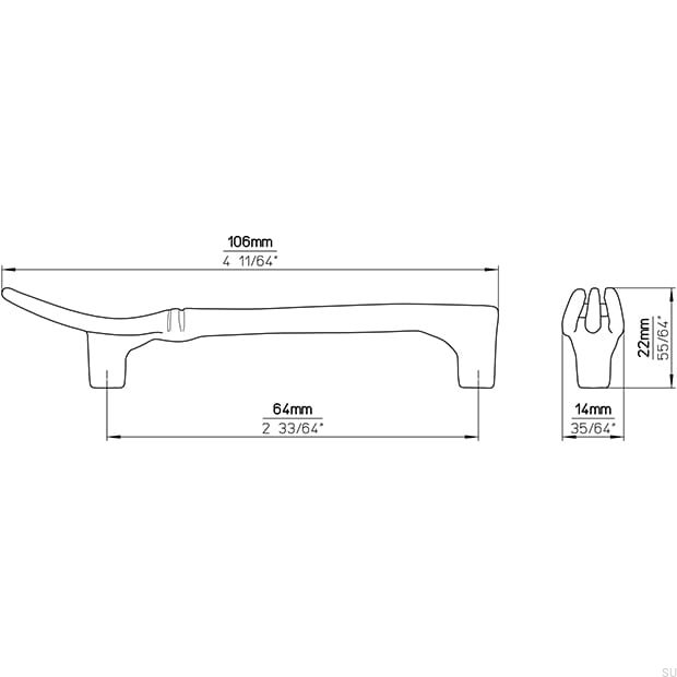 1051--Uchwyt-meblowy-podłużny-1051-64-Widelec-Antyczny-Srebrny-Viefe-Skandynawskie Uchwyty-rysunek-techniczny