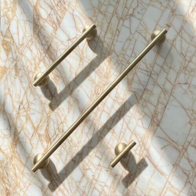 Elongated furniture handle Reling 04 128 Brass Brushed