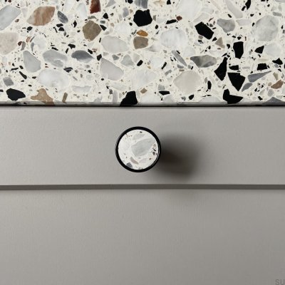 Marbelo M furniture knob Steel black Terrazzo