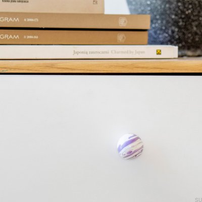 Furniture knob Ren White Aubergine 35 Wooden Beech