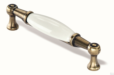 Oblong furniture handle 1699 96 PF Antique Gold with Porcelain