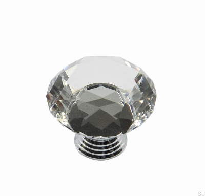 Furniture knob GL02 Glass with Chromed Brass