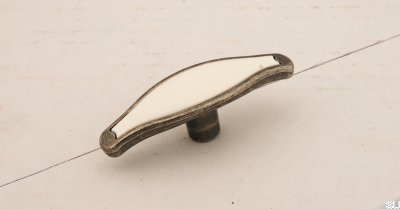 Furniture Knob 1889 Antique Silver with White