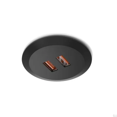 USB Connector Subby Recessed 20W/24V Black