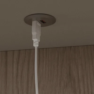 USB Connector Subby Recessed 20W/24V Brushed Steel