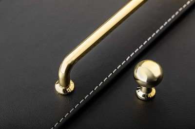 Elongated furniture handle Nord 128 Gold Polished