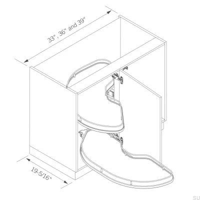 Cornerstone Maxx corner carousel 1000 mm Left White/Chrome