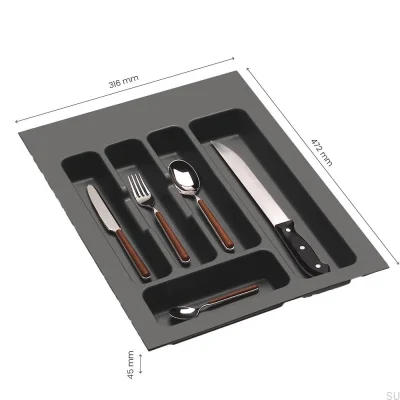 Classic cutlery drawer insert 400 mm Dark grey