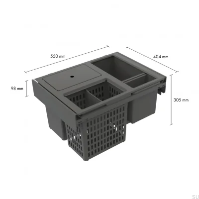 Waste sorting system Hide 600 Eco Dark grey