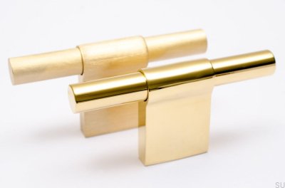 Furniture handle T-Bar Line 12 Gold Brass Brushed Unpainted